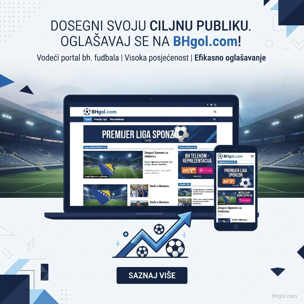 Oglasne pozicije i banneri na portalu BH Gol prikazani na ekranima